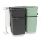 Sort & Go Built-in Bin - 2 x 16 litre - Jade Green & Grey