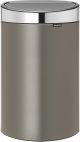 Brabantia Touch Bin With Plastic Inner Bucket, 40 L - Platinum With Matt Steel Lid