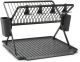 Brabantia Brabancia 139482 SinkSide Foldable Dish Drying Rack, Large Drainer Basket with Cutlery, Tray & Glass Hooks, Dark Grey