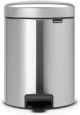 Brabantia Pedal Bin Newicon With Plastic Inner Bucket, 5 Litre - Matt Steel