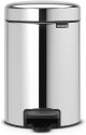 Brabantia NewIcon Pedal Bin 3 L (Brilliant Steel) Soft-Closure Bathroom Rubbish Bin, Removable Inner Bucket + Free Binbags