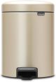 Brabantia NewIcon Pedal Bin 5L (Champagne) Soft-Closure Bathroom Rubbish Bin, Removable Inner Bucket + Bin Bags